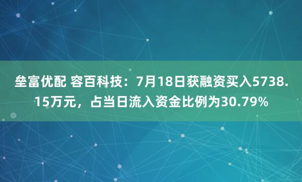 垒富优配 容百科技：7月18日获融资买入5738.15万元，占当日流入资金比例为30.79%